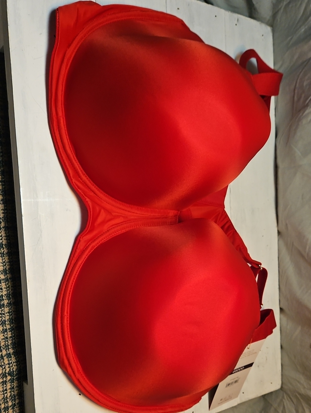 Smooth Molded Red Full Coverage Bra with Adjustable Straps